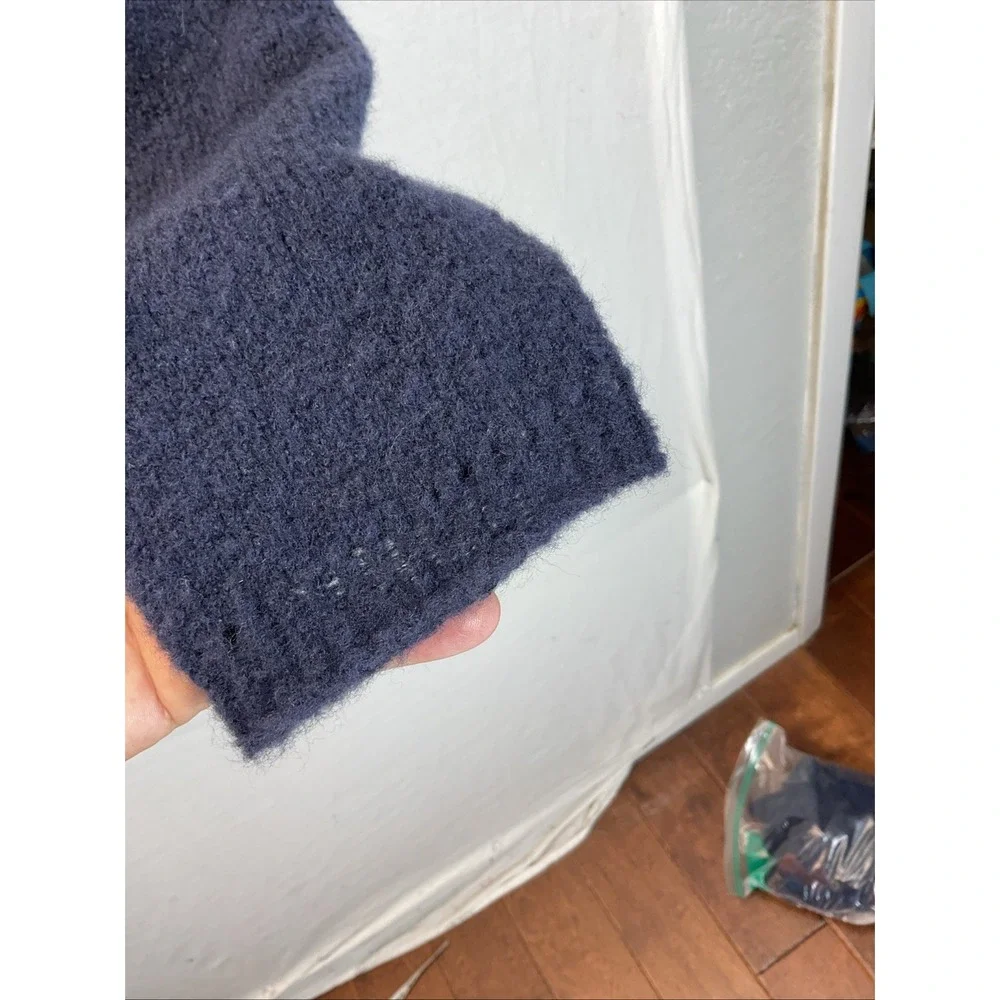 GRIZAS Oversized Boxy Lagenlook colorblock Blue Gray wool‎ blend Sweater size LG